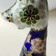 Chinese cat figurine in bronze / brass enamel cloisonné. floral motifs, gold inclusions