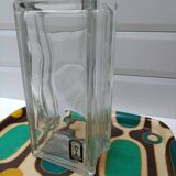 Vintage brick-shaped rectangular glass vase