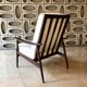 Scandinavian teak armchair, Lelièvre fabric