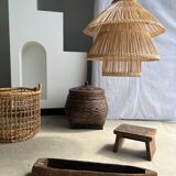 Rattan pendant lamp or light in the shape of an Asian lantern