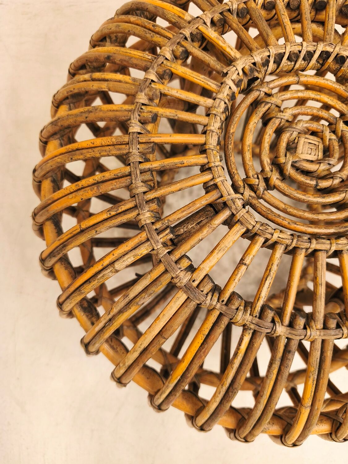 Pouf / ottoman in rattan designed by Franco Albini