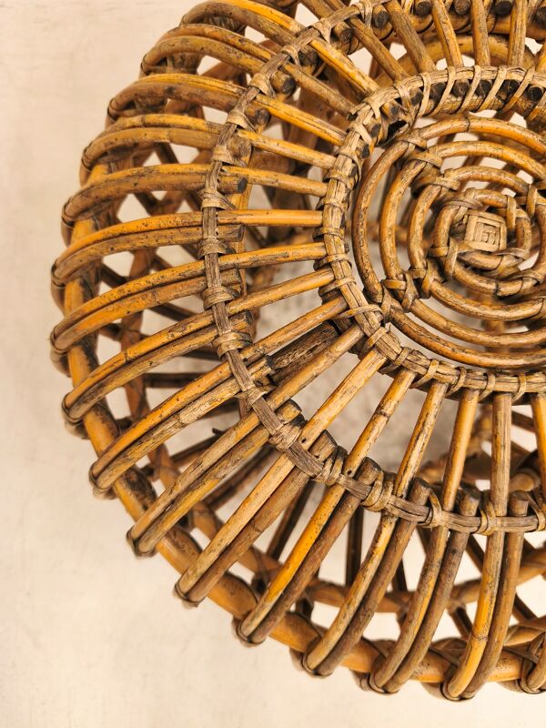 Pouf / ottoman en rotin design Franco Albini