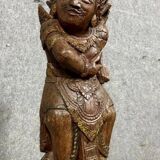 India, mid-19th century: Very large carved wooden statue of a God