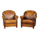Vintage 20thc pair of dutch leather club chairs c.1980