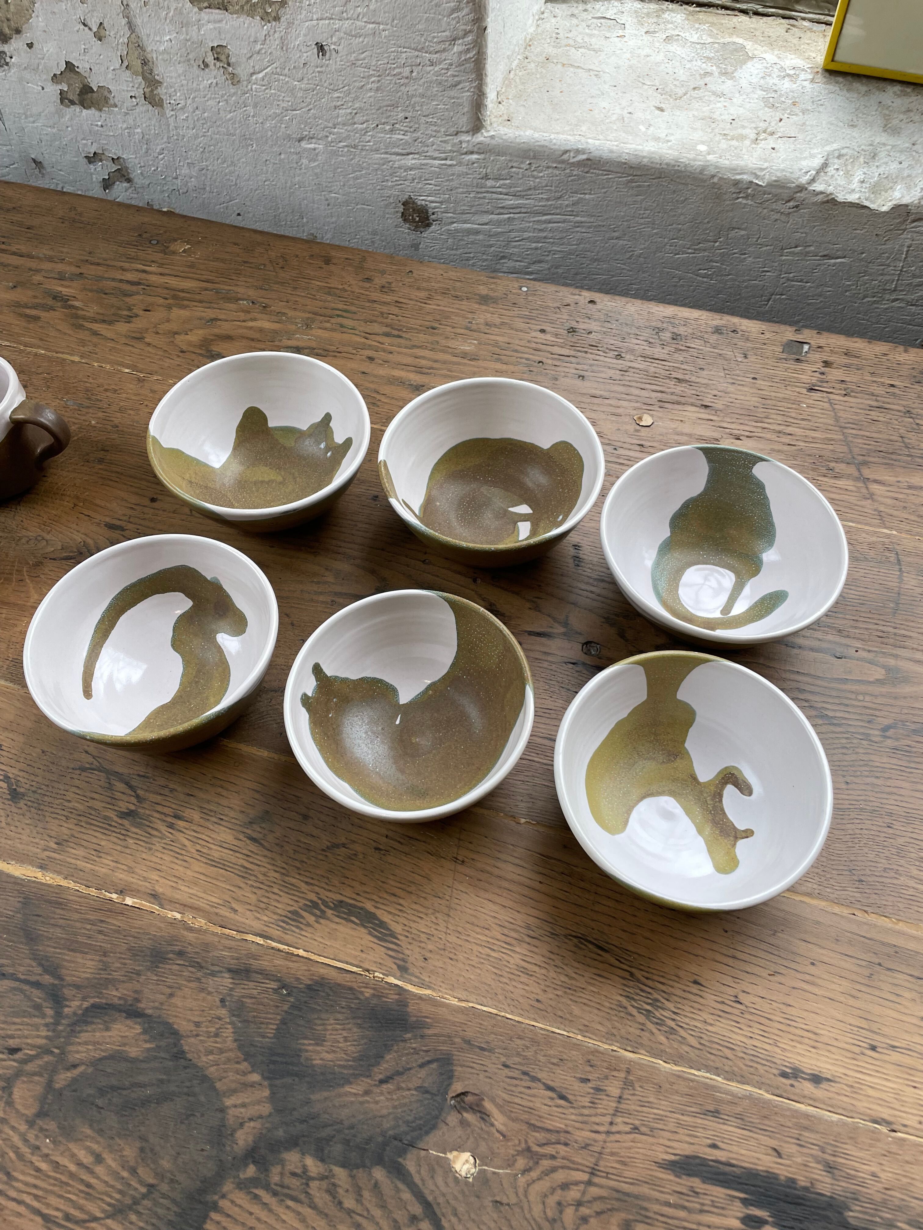 Anthropomorphic ceramic teapot, cups and bowl set