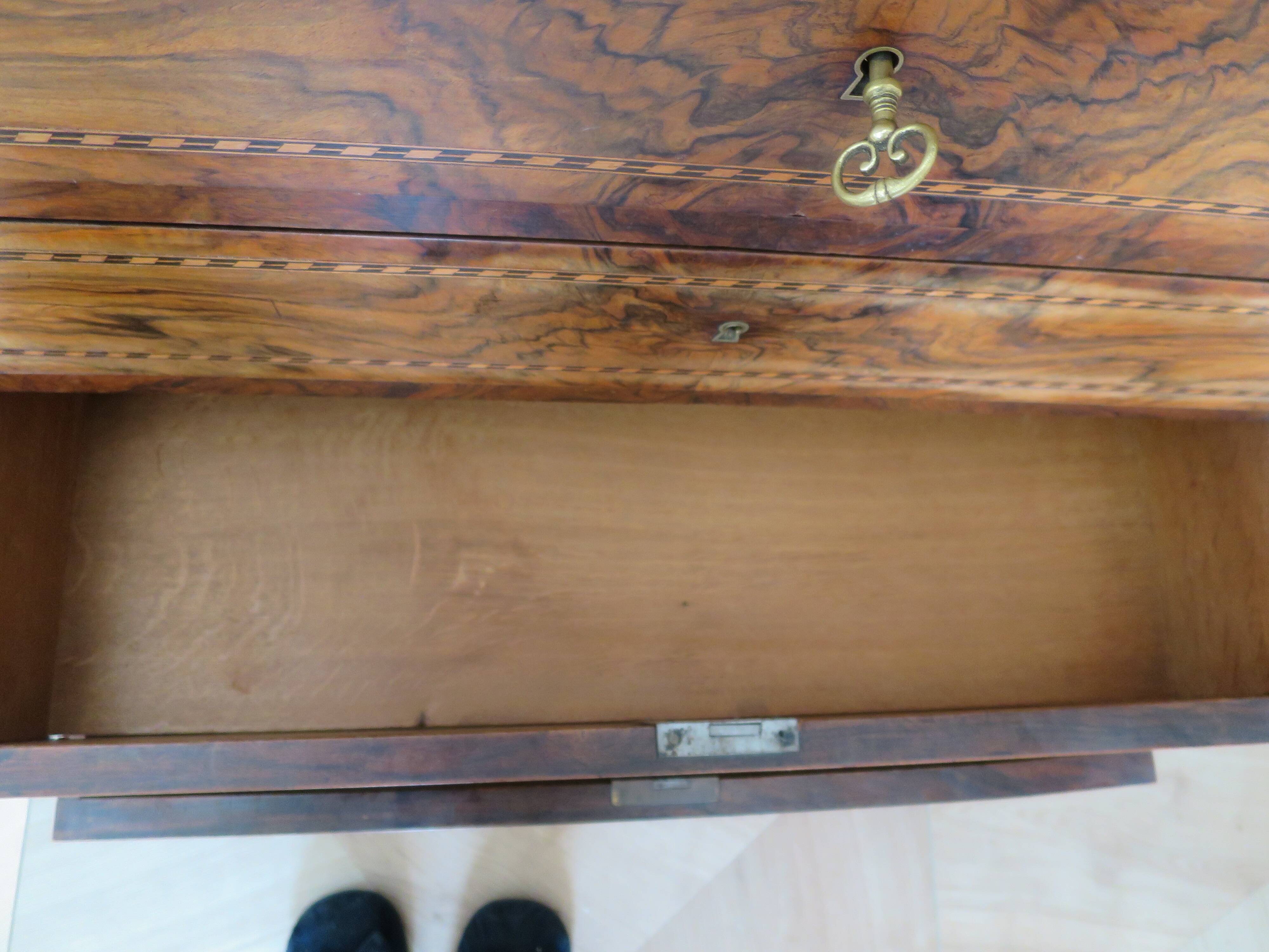 Antique oak burr chest of drawers - 4 drawers - marquetry inlay from the early 21st century