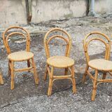 Set of 4 rattan chairs 1970