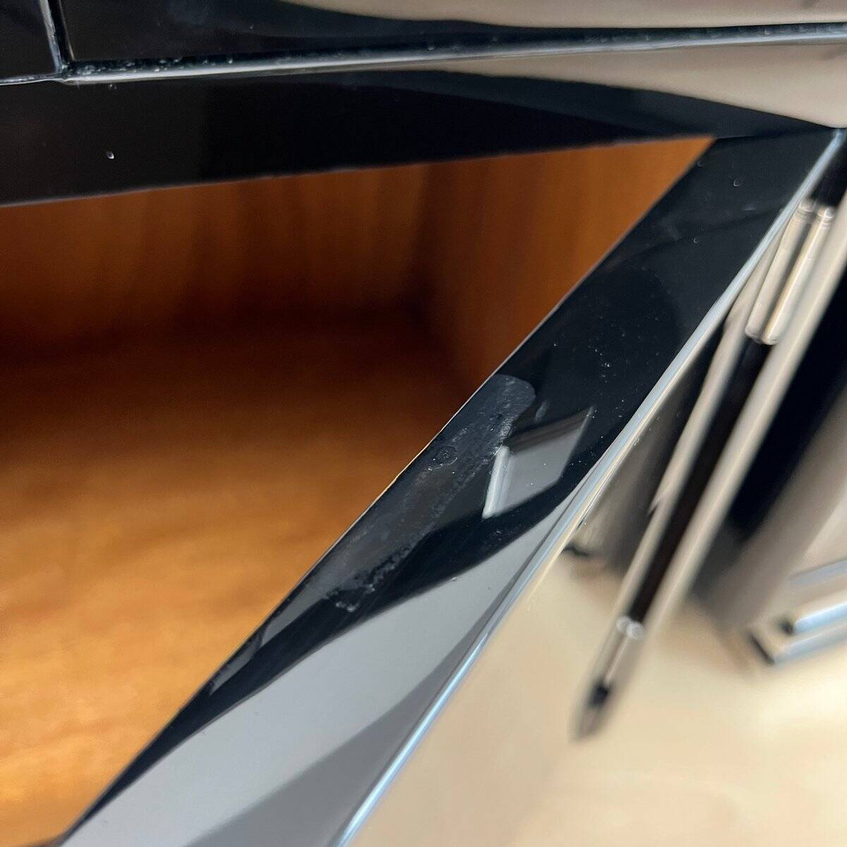 Art Deco Black Lacquered Lowboard with Chrome Fittings, France, 1930s