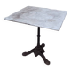 Bistro pedestal table in marble and cast iron lion paws