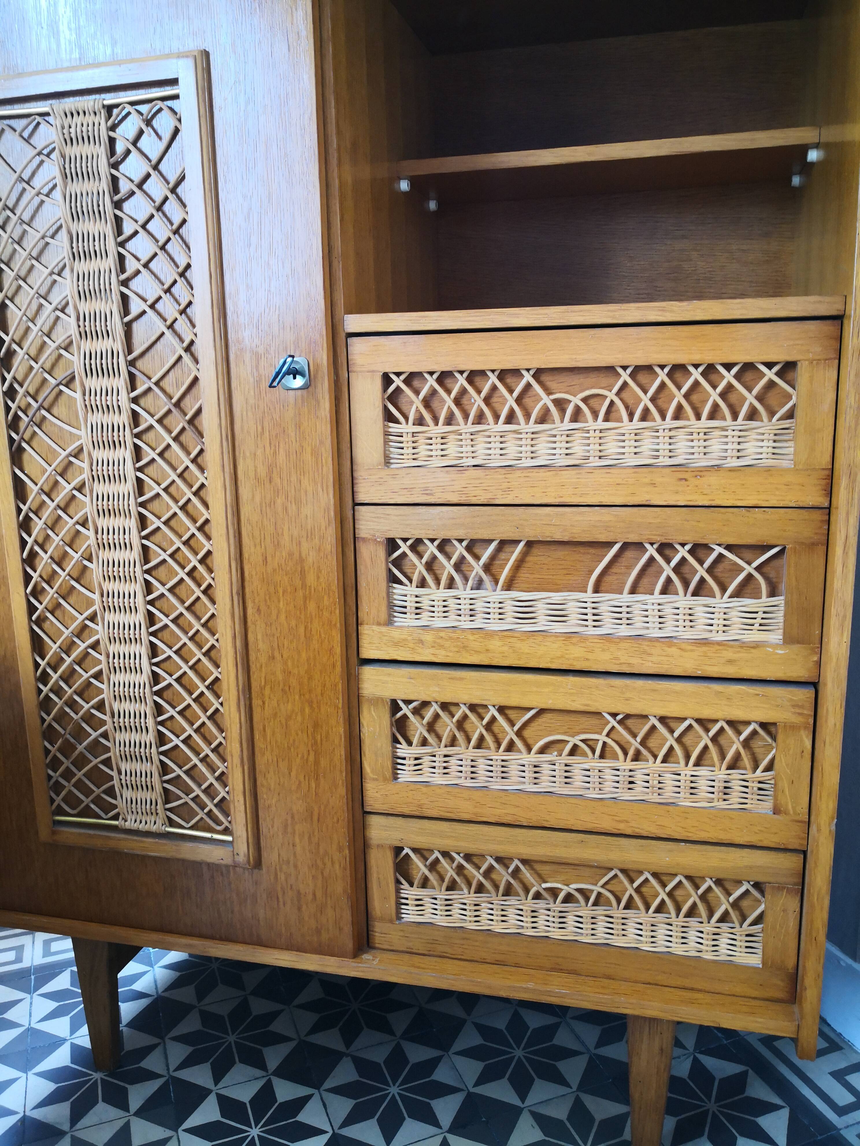 Vintage rattan cabinet