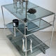 Coffee table / chrome and smoked glass by Max Sauze