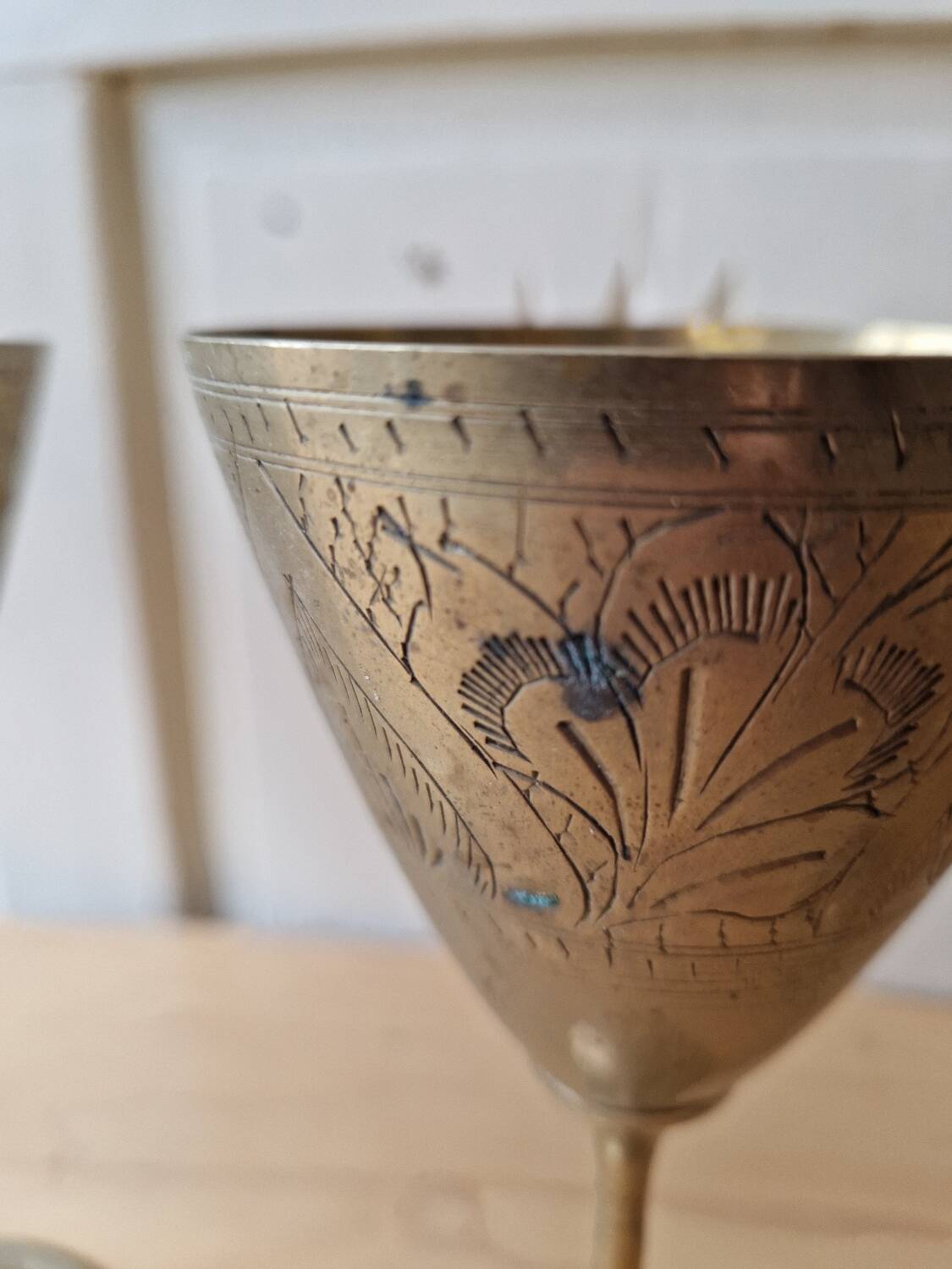 Lot 5 Calisse Verre En Laiton