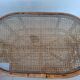 Oval coffee table in rattan and cane, vintage double top