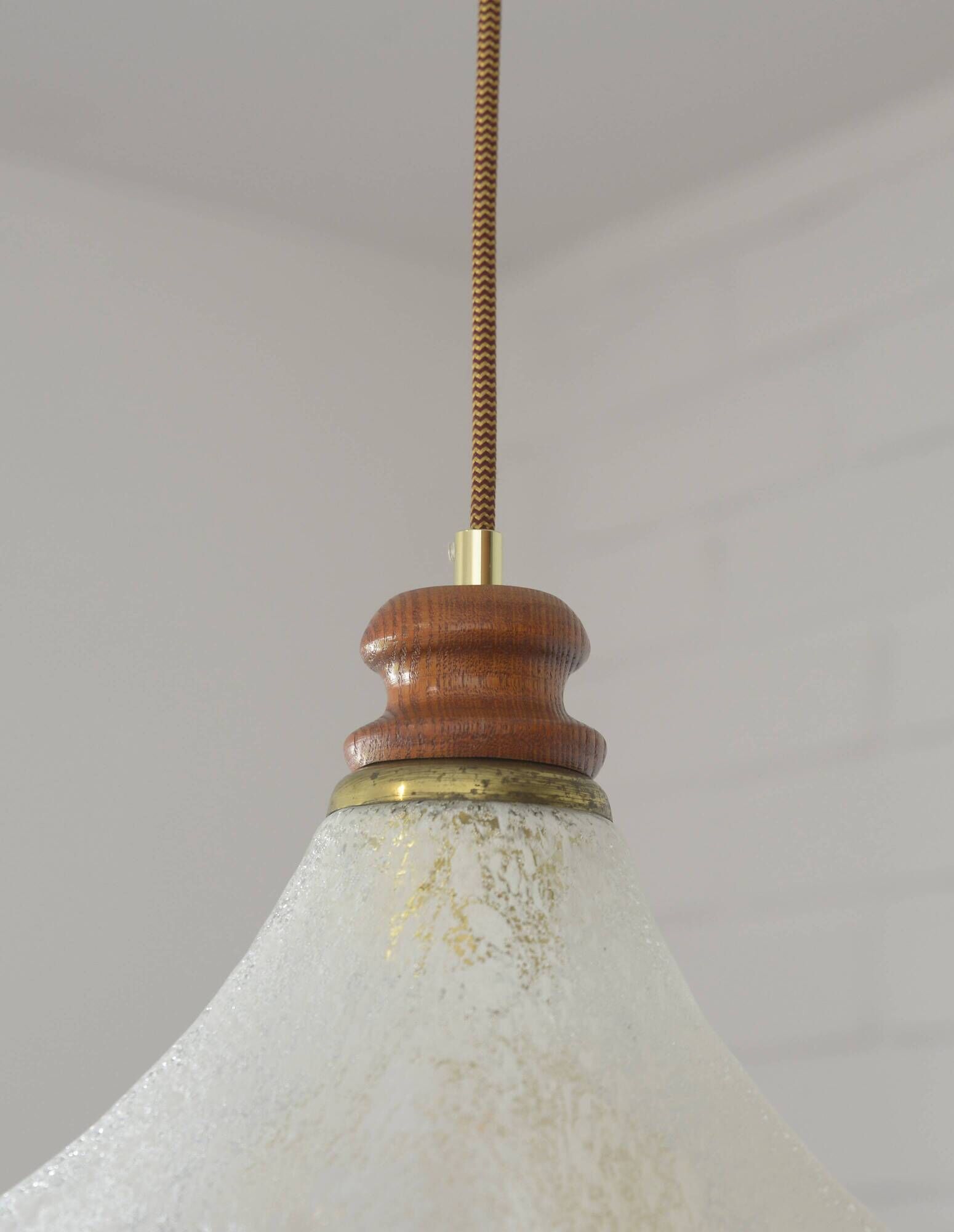 Hand Blown Murano Glass Pendant Light – Amber Rim, 1970s Italy Design