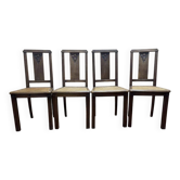 Série de 4 chaises art déco cannées