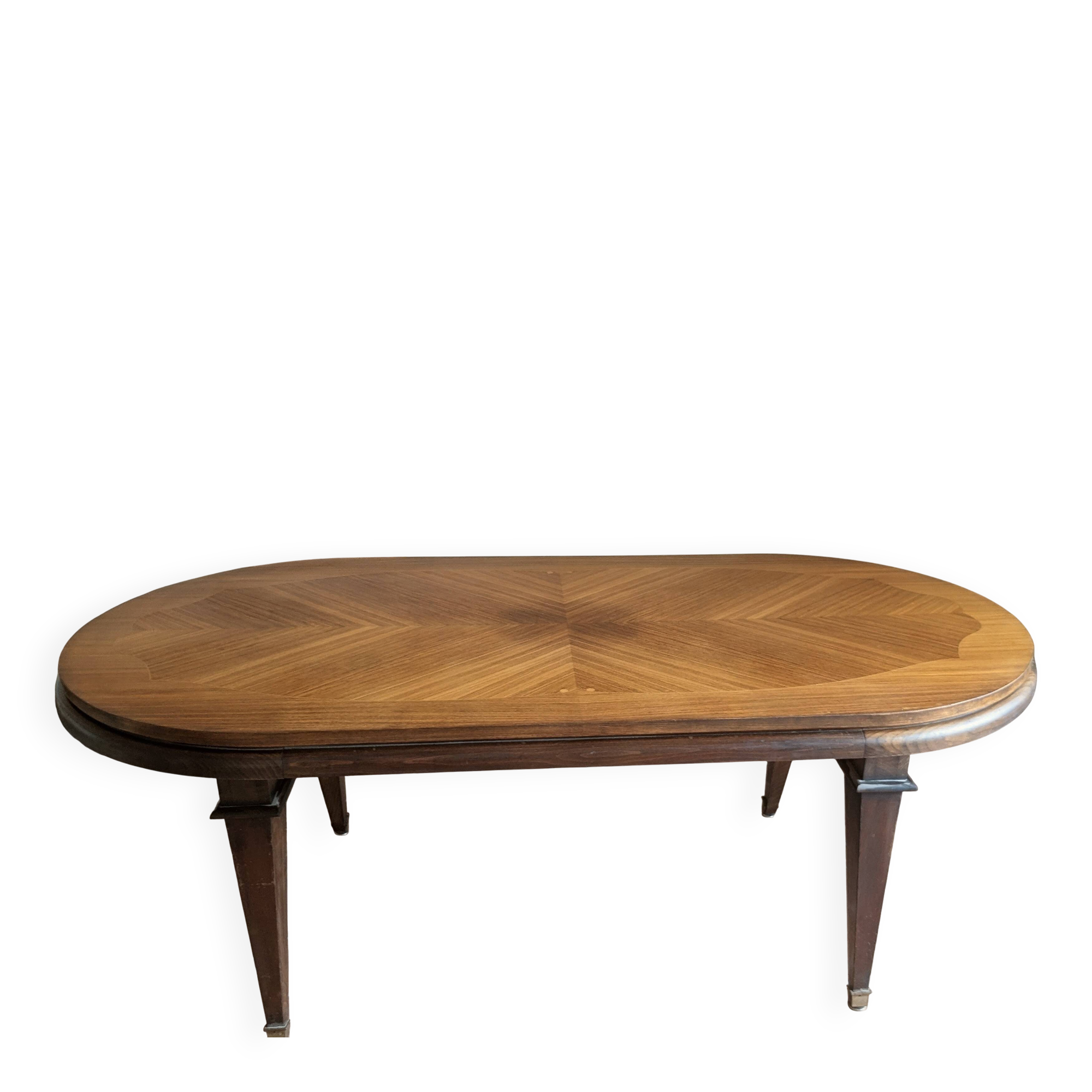 Grande Table de Salle à Manger Vintage 2m. Marqueterie en Chevrons