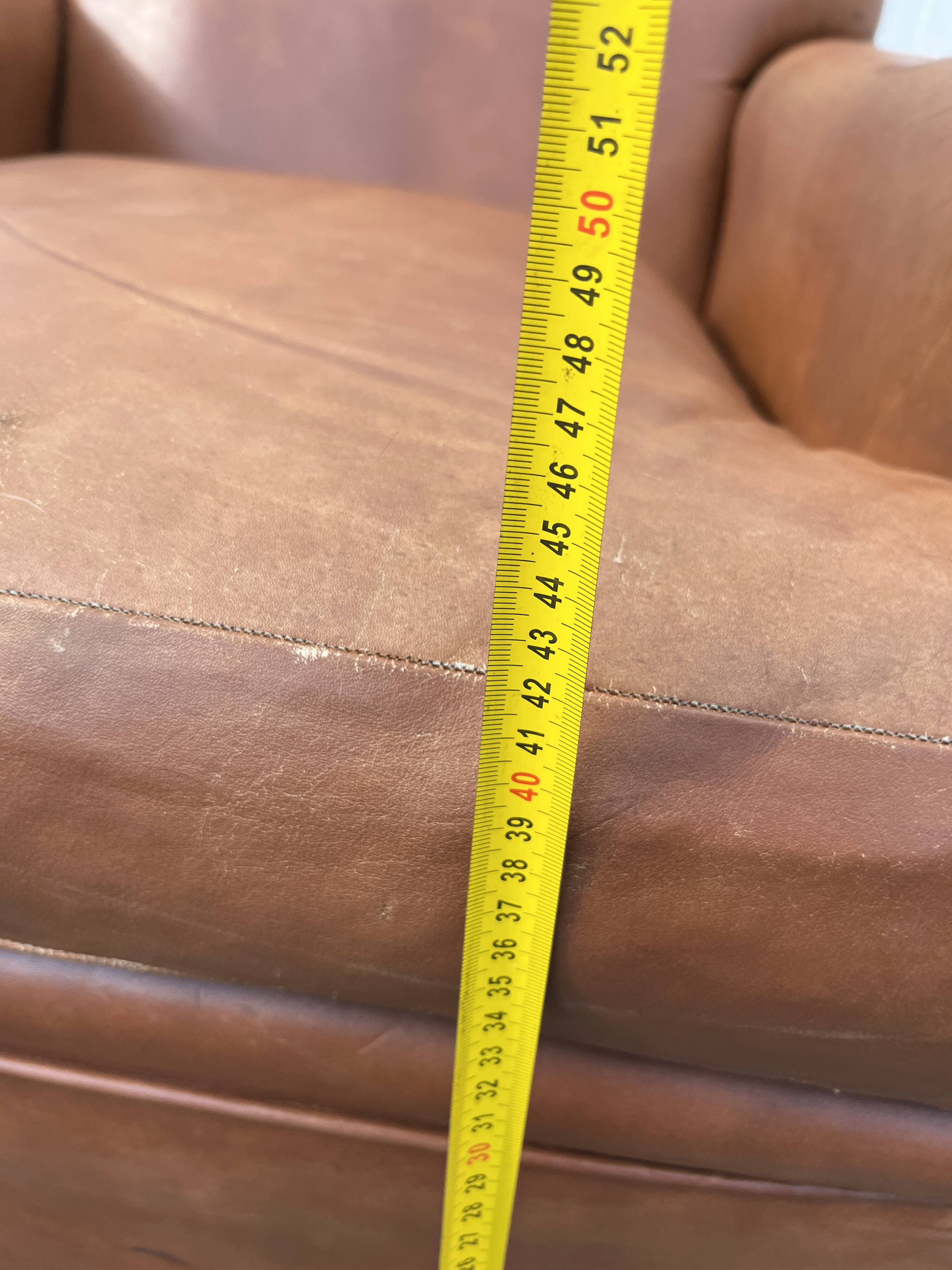 Vintage brown leather living room - 3 seater sofa and 2 matching armchairs