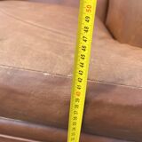 Vintage brown leather living room - 3 seater sofa and 2 matching armchairs