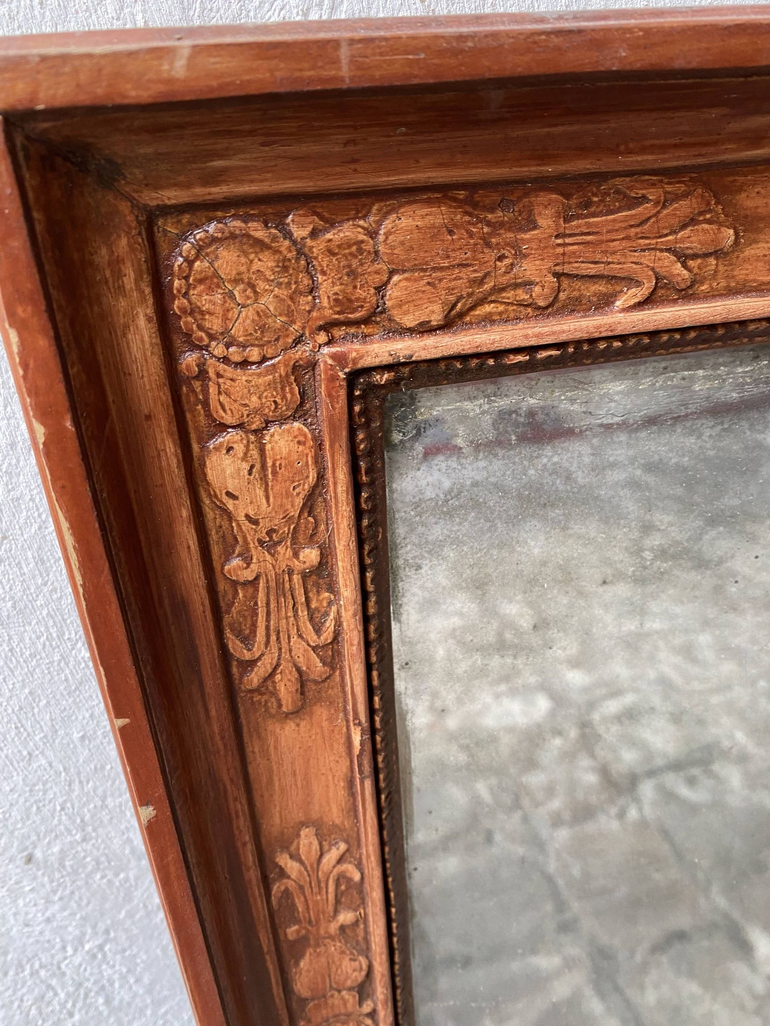 Miroir XIX/XX finition rouge