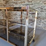 70s glass TV cabinet shelf console