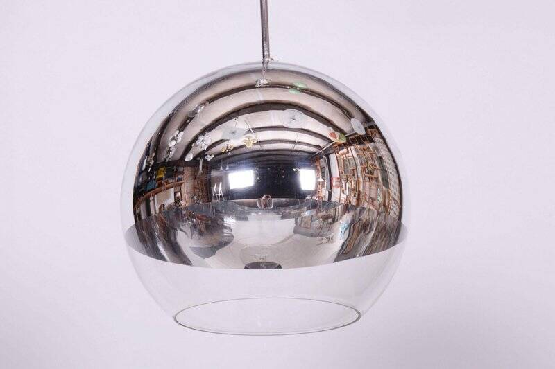 Mid-Century Chandelier in Chromed Steel and Opaline Glass, Germany, 1970s
