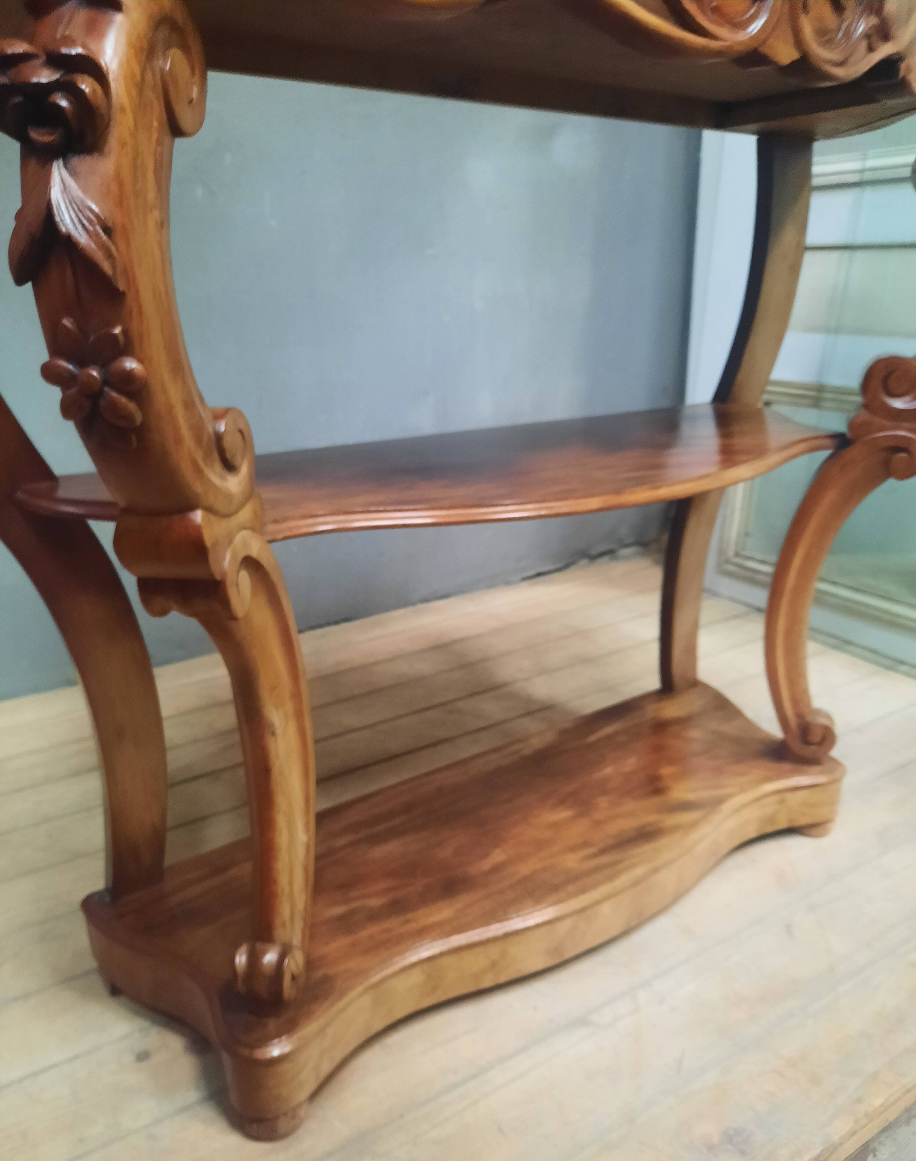 19th century Louis XV style console table in veneer wood