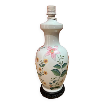 Ceramic lamp base with floral pattern