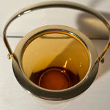 Brass ice bucket and blown glass