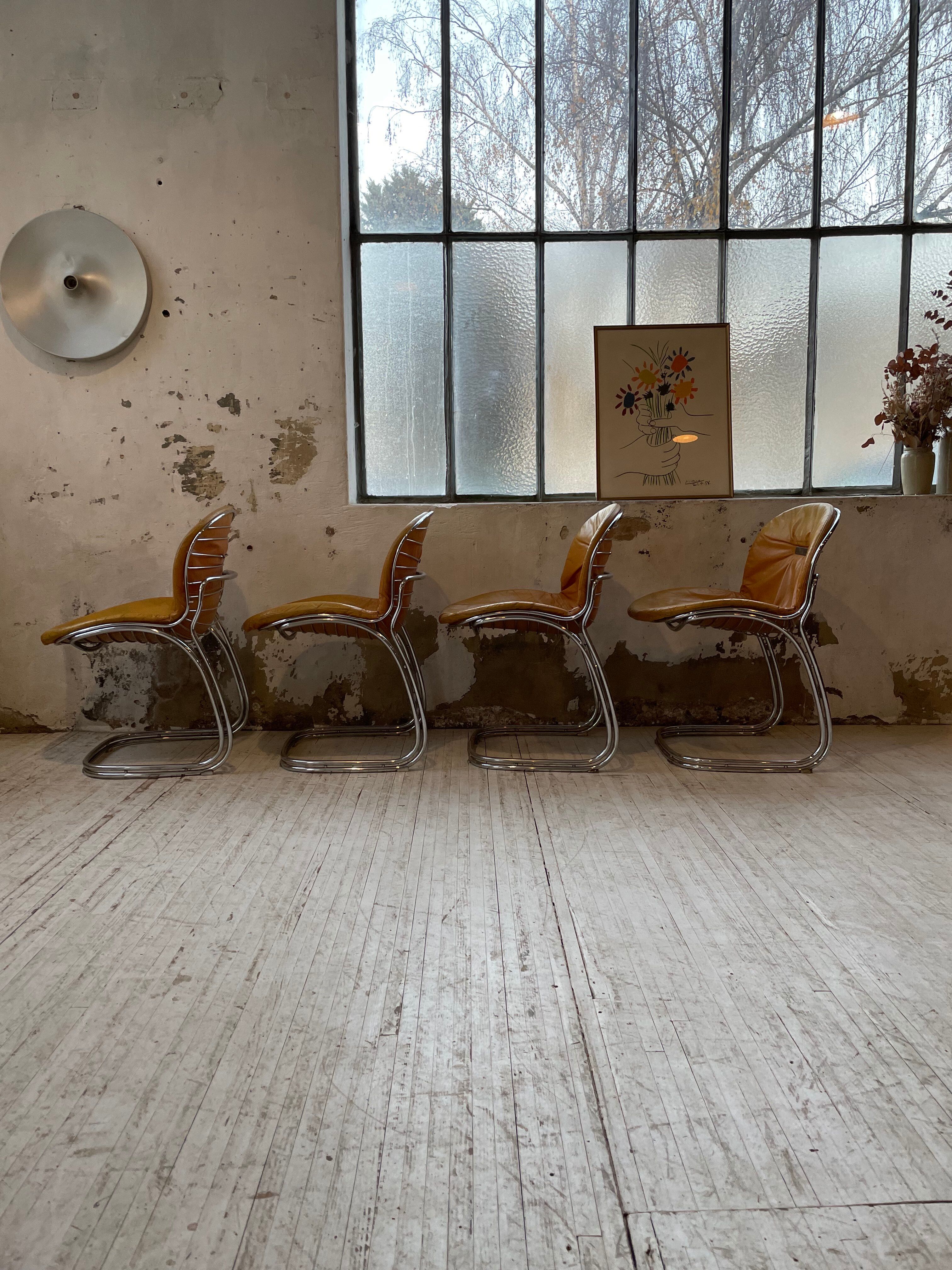 4 chairs Rinaldi "Sabrina" yellow leather