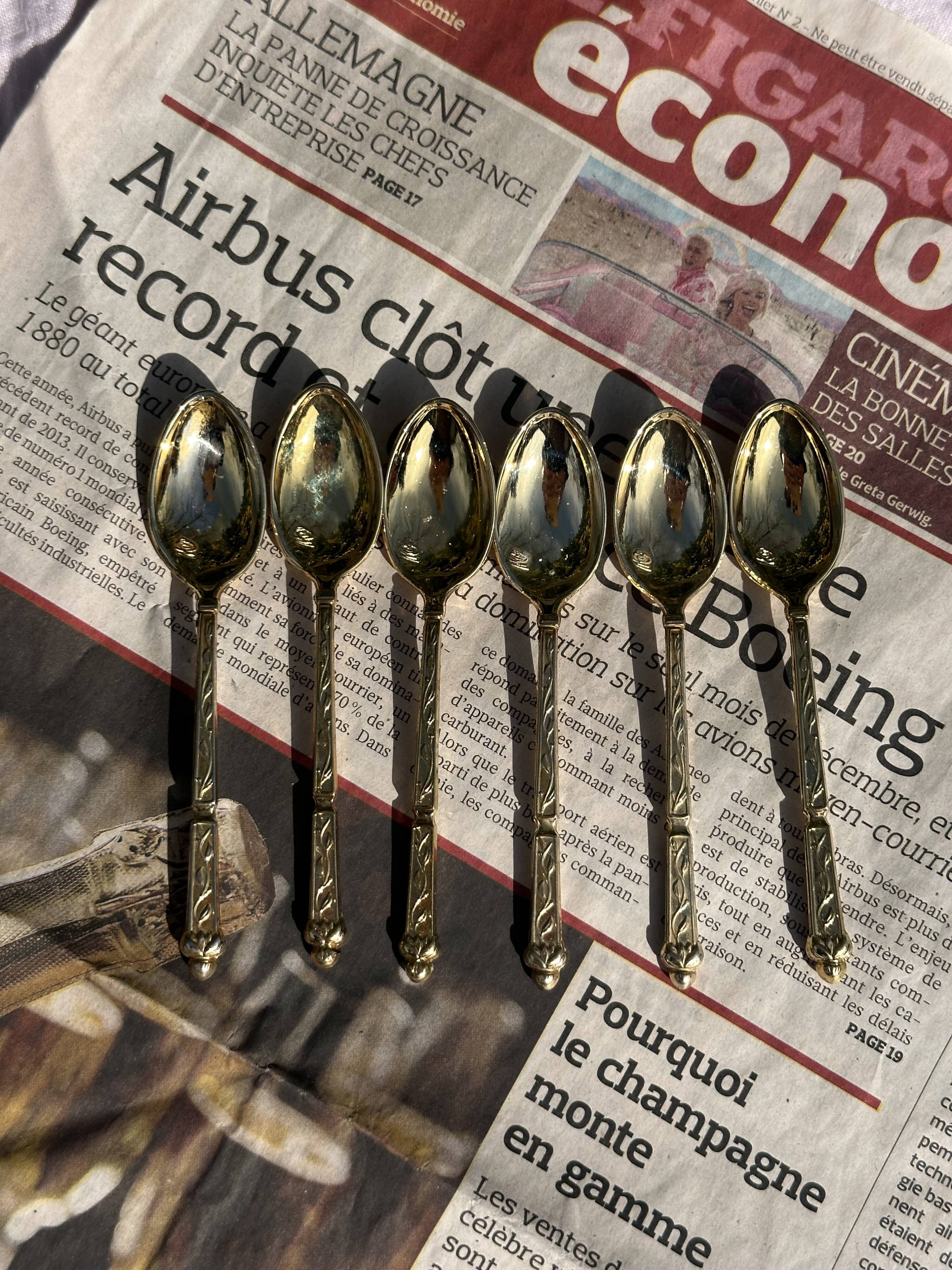 Set of 6 Vintage Gold Moka Spoons - Tableware - Coffee Spoons