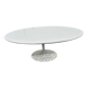 Knoll oval tulip table original 1970 white laminate with wooden underside 120x198.