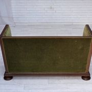 1950s, Danish 2-seater sofa, original green furniture velour, oak wood.
