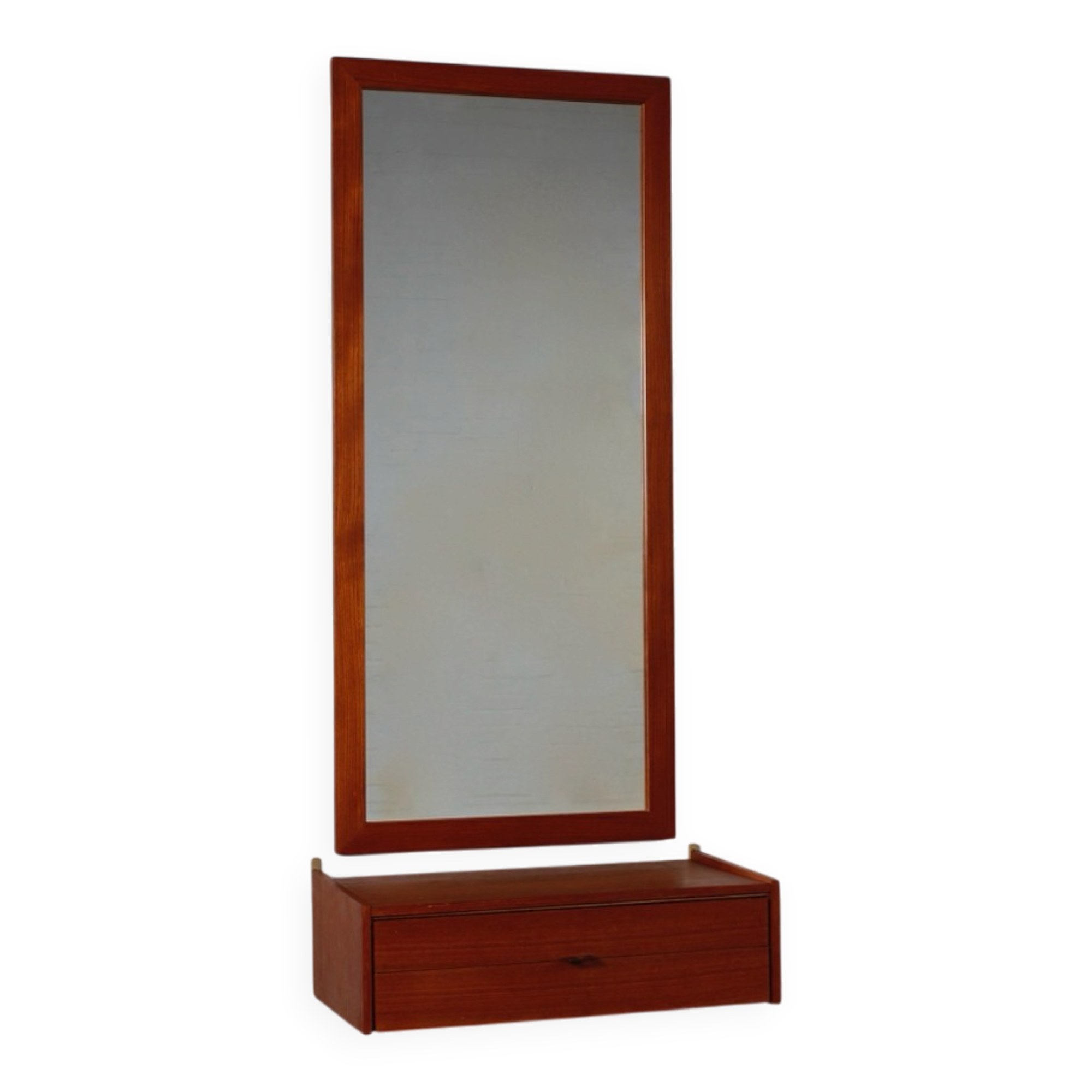Vintage Teakholz Wandkonsole mit Spiegel Flur Kommode WKS design