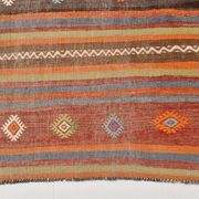 5x7 Tile Red & Grey Kilim Rug, Handwoven Vintage Kilim Rug, 140x221Cm