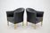 Pair of 1970s Mogens Hansen MH80 "Queen Chairs" in Black Leather and Oak