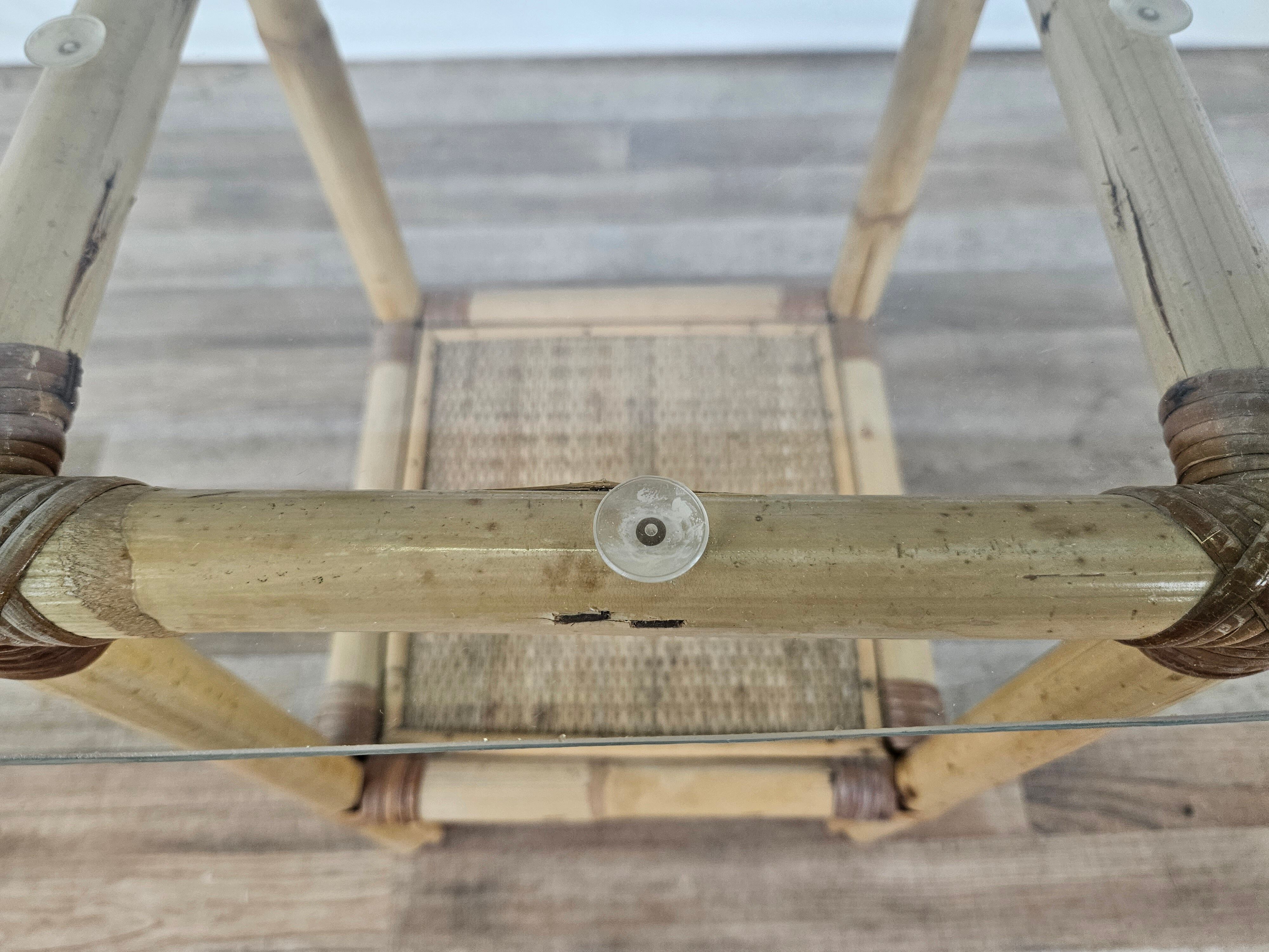 Wicker coffee table with glass top