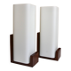Pair of Louis Kalff wall lights, teak opalines from the 50s/60s.