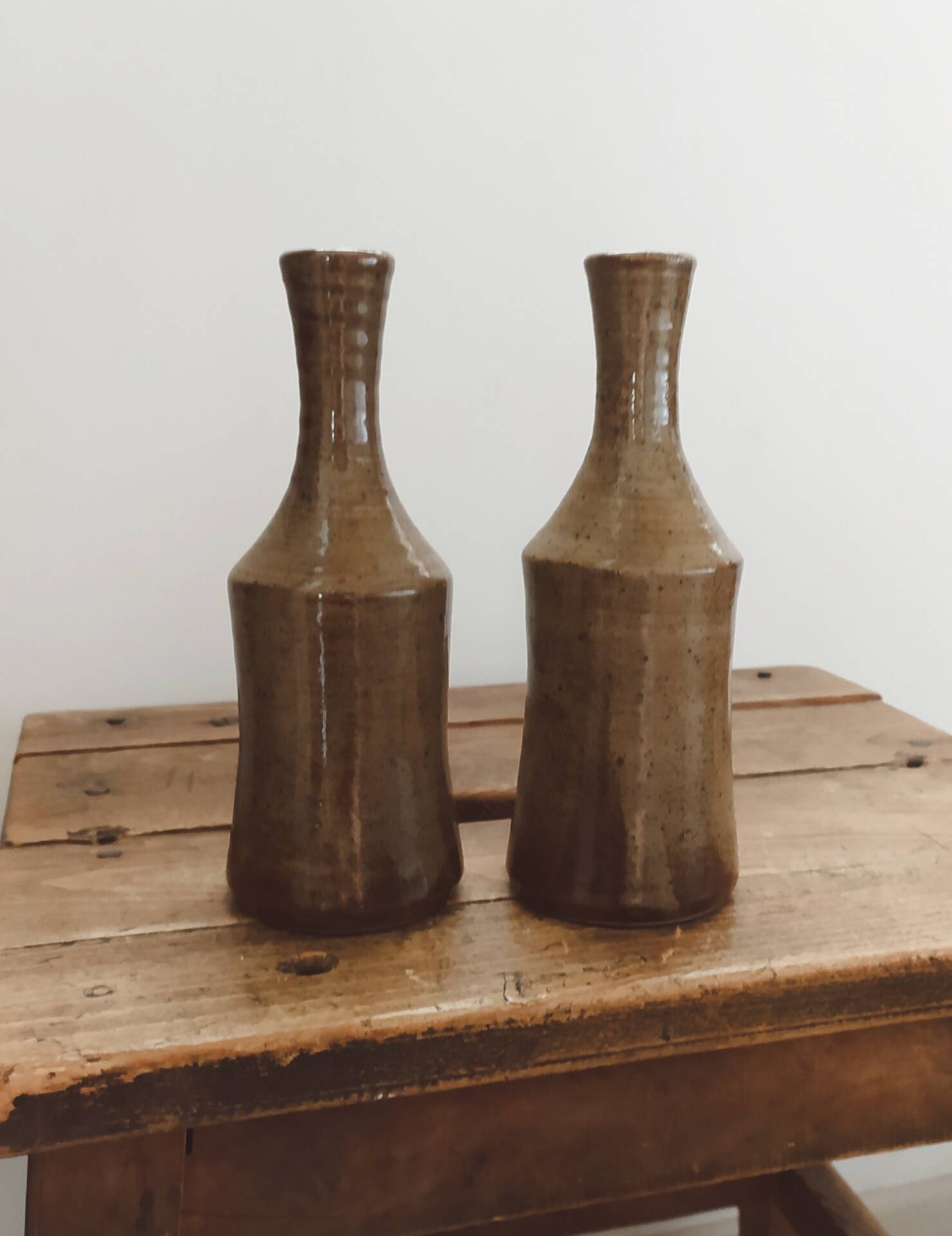 Duo of vases, stoneware soliflores • Vintage