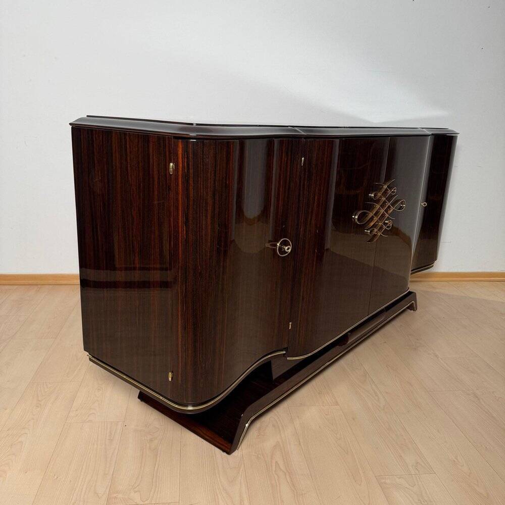 Art Deco Sideboard in Macassar Ebony and Brass, Paris, 1930s