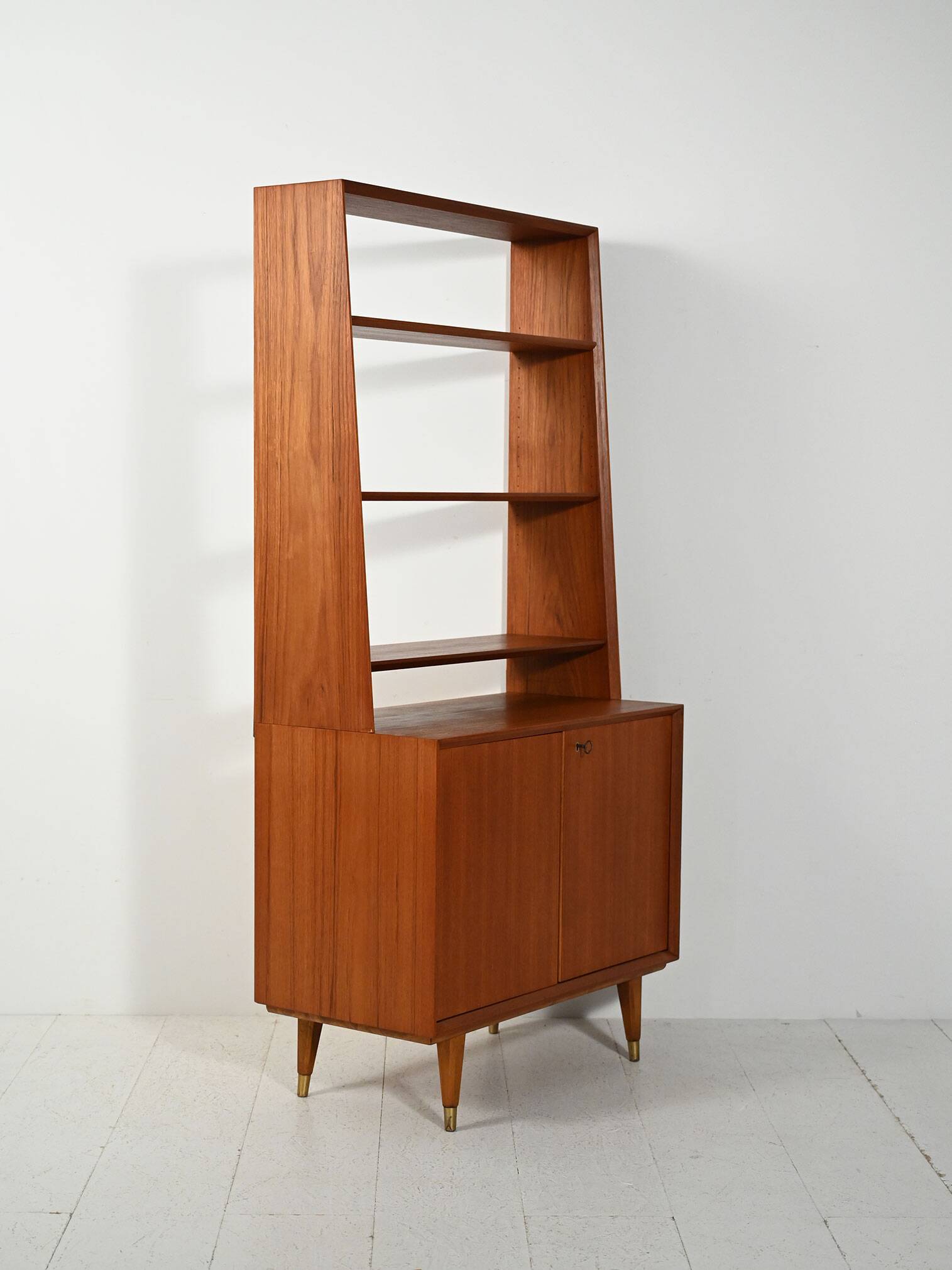 Scandinavian teak bookcase with cabinet, 1950s–1960s