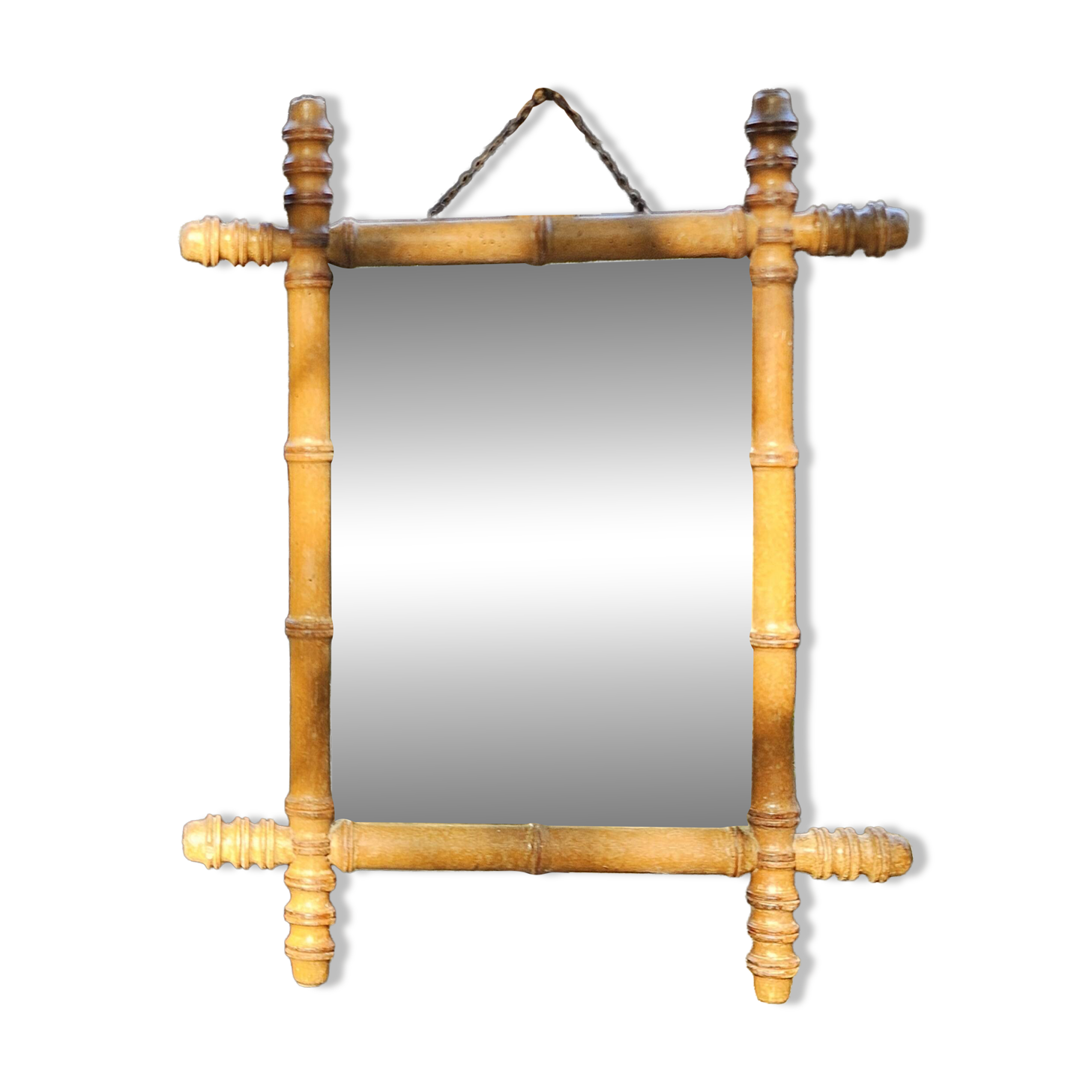 Miroir bois tourné façon bambou années 30
