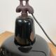 Industrial black enamel factory lamp with cast iron top, 1950s