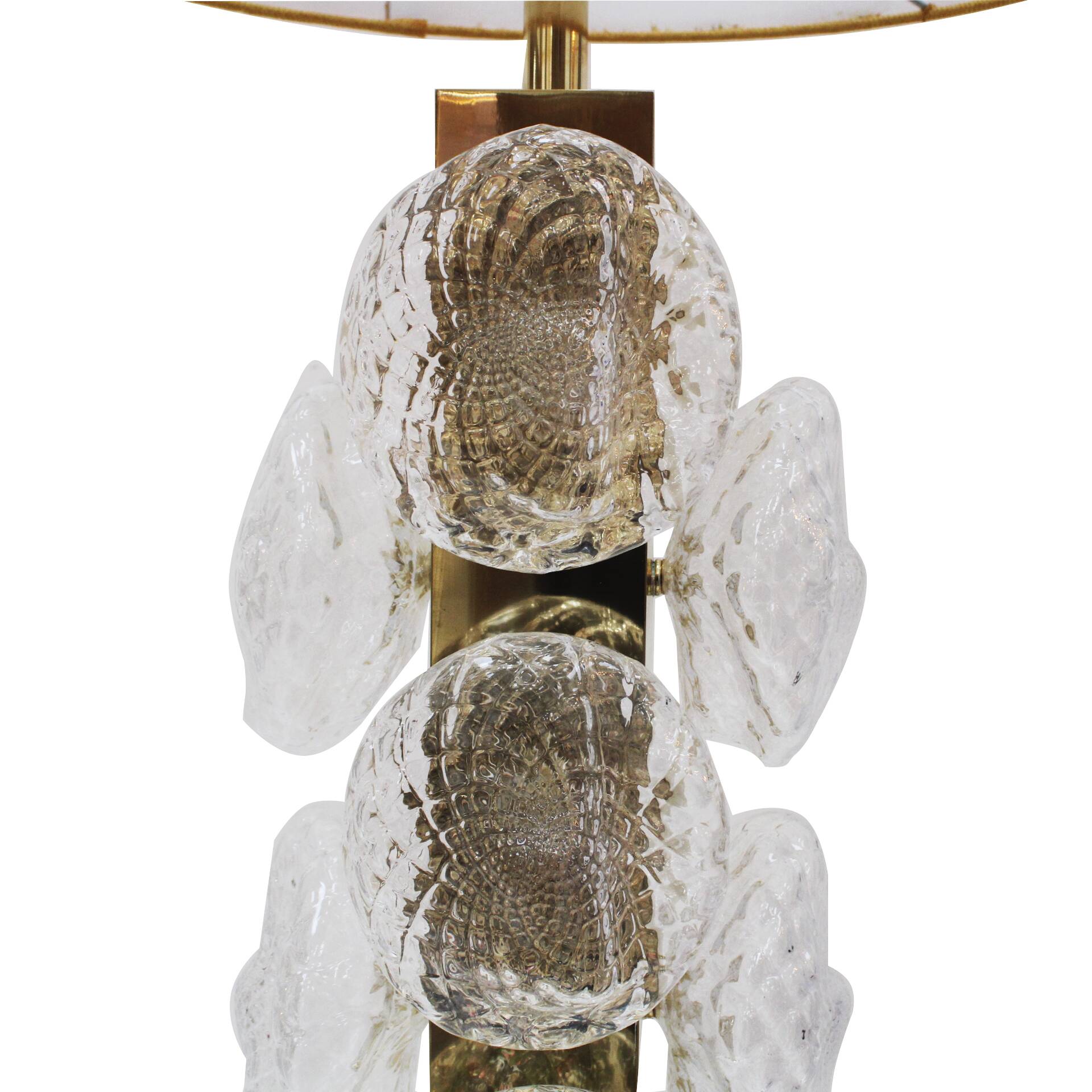 Pair of Murano glass and brass table lamps, Italy
