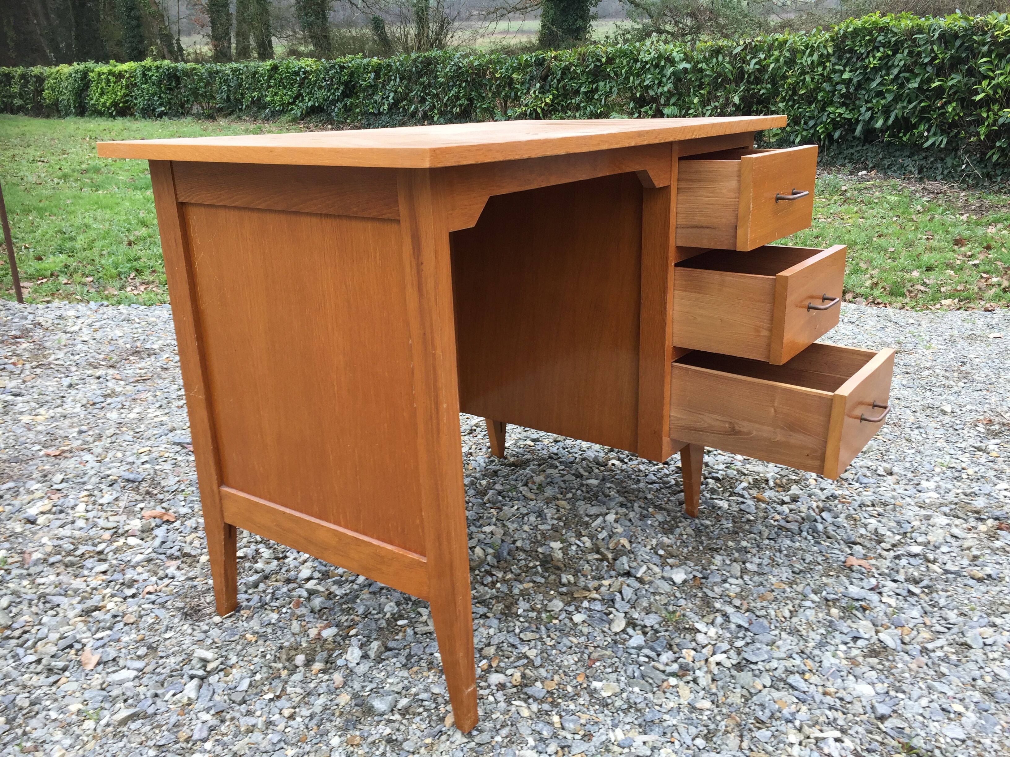 Vintage oak desk with 3 drawers