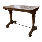 Walnut and tile bistro table 1890