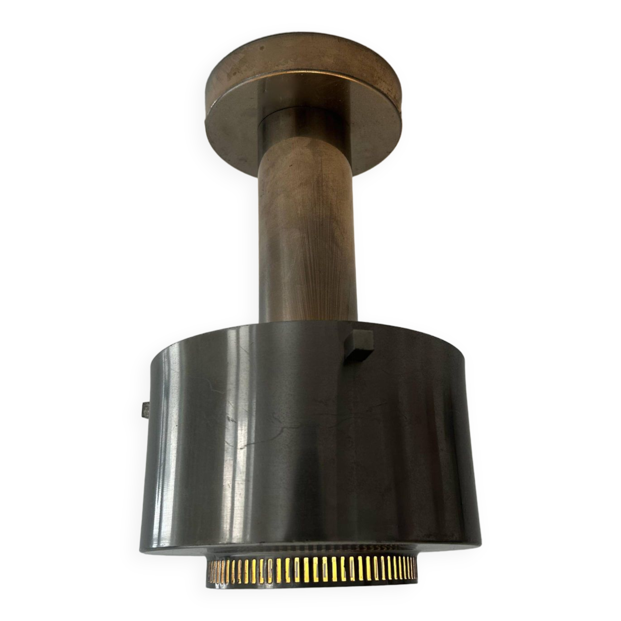 Vintage modernist chandelier, chrome metal, France 1940s