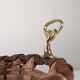 David Marshall brutalist splint wood and cast brass basket, 1970s