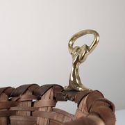 David Marshall brutalist splint wood and cast brass basket, 1970s