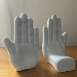 Pair of ceramic hand bookends in the 70s