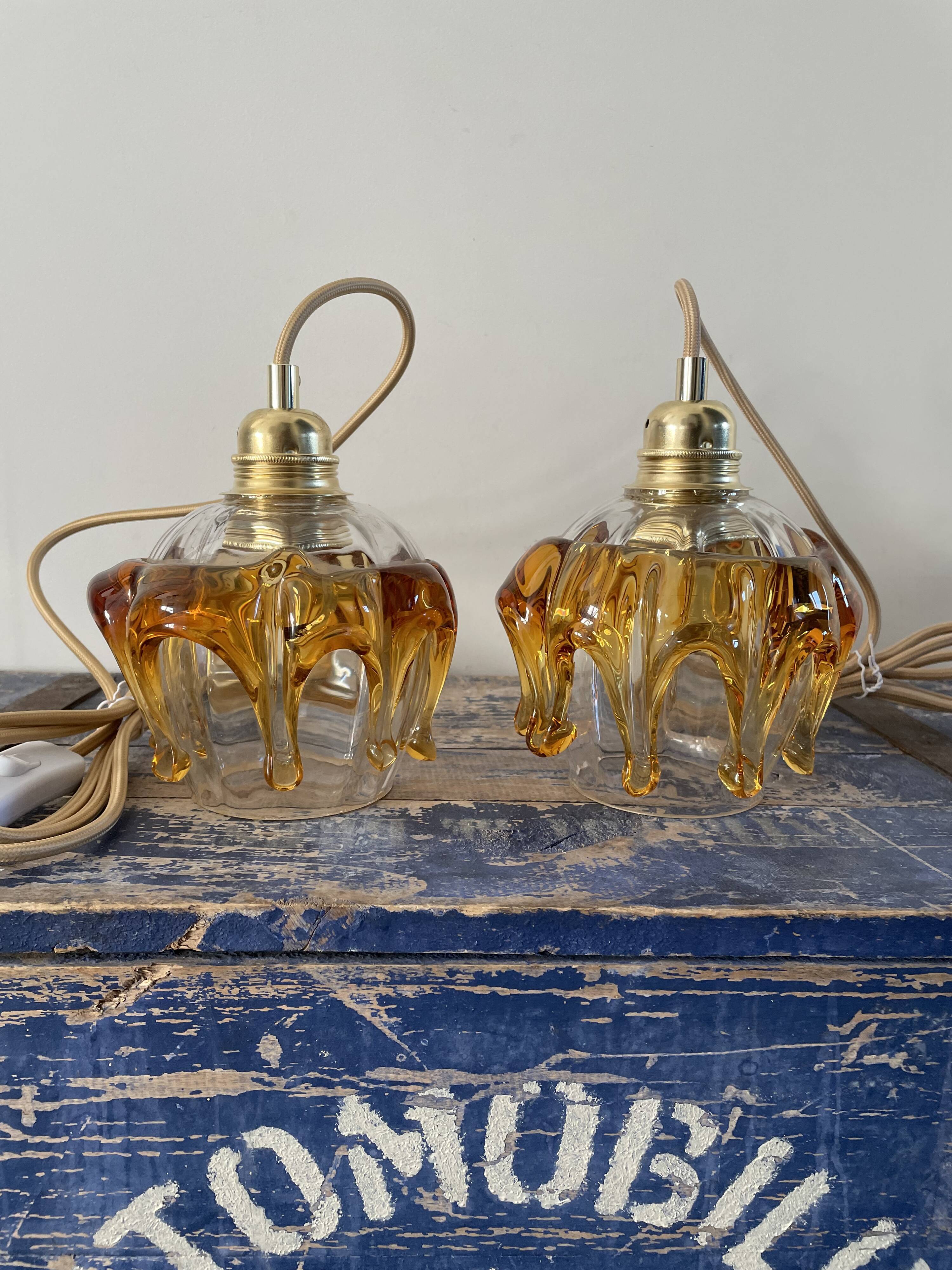 Set of two Austrian glass handhelds
